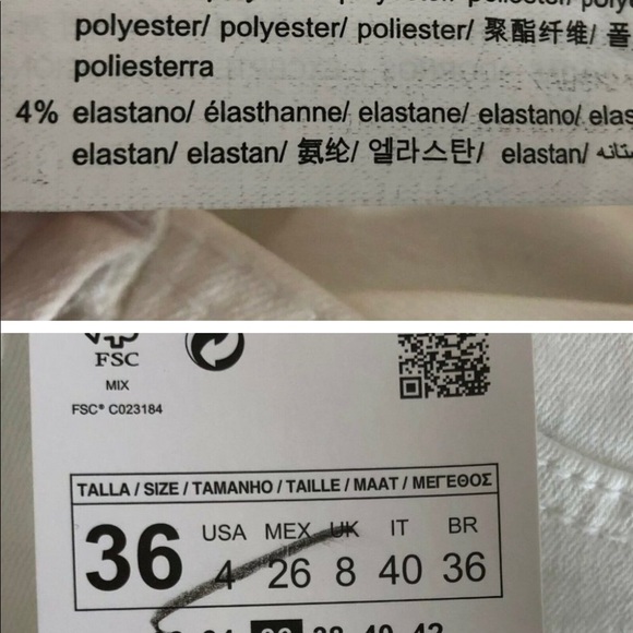 Zara trafaluc hi rise shaper jeans US 4 white & black red tuxedo stripes - Picture 3 of 4